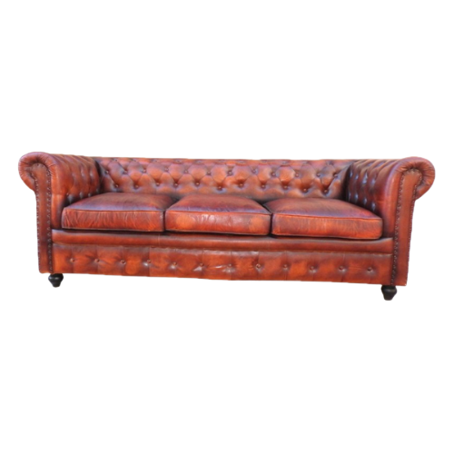 Leather Wooden Three Seater Sofa