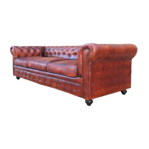 Leather Wooden Three Seater Sofa