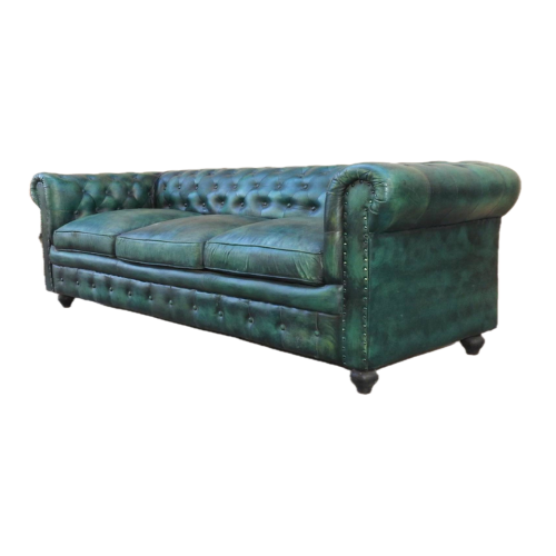 Leather Wooden Three Seater Sofa