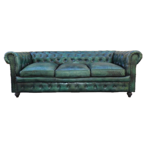 Leather Wooden Three Seater Sofa